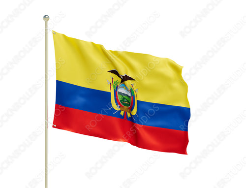 Vibrant Ecuadorian Flag with Condor Emblem: National Pride in Yellow, Blue, and Red. Transparent PNG