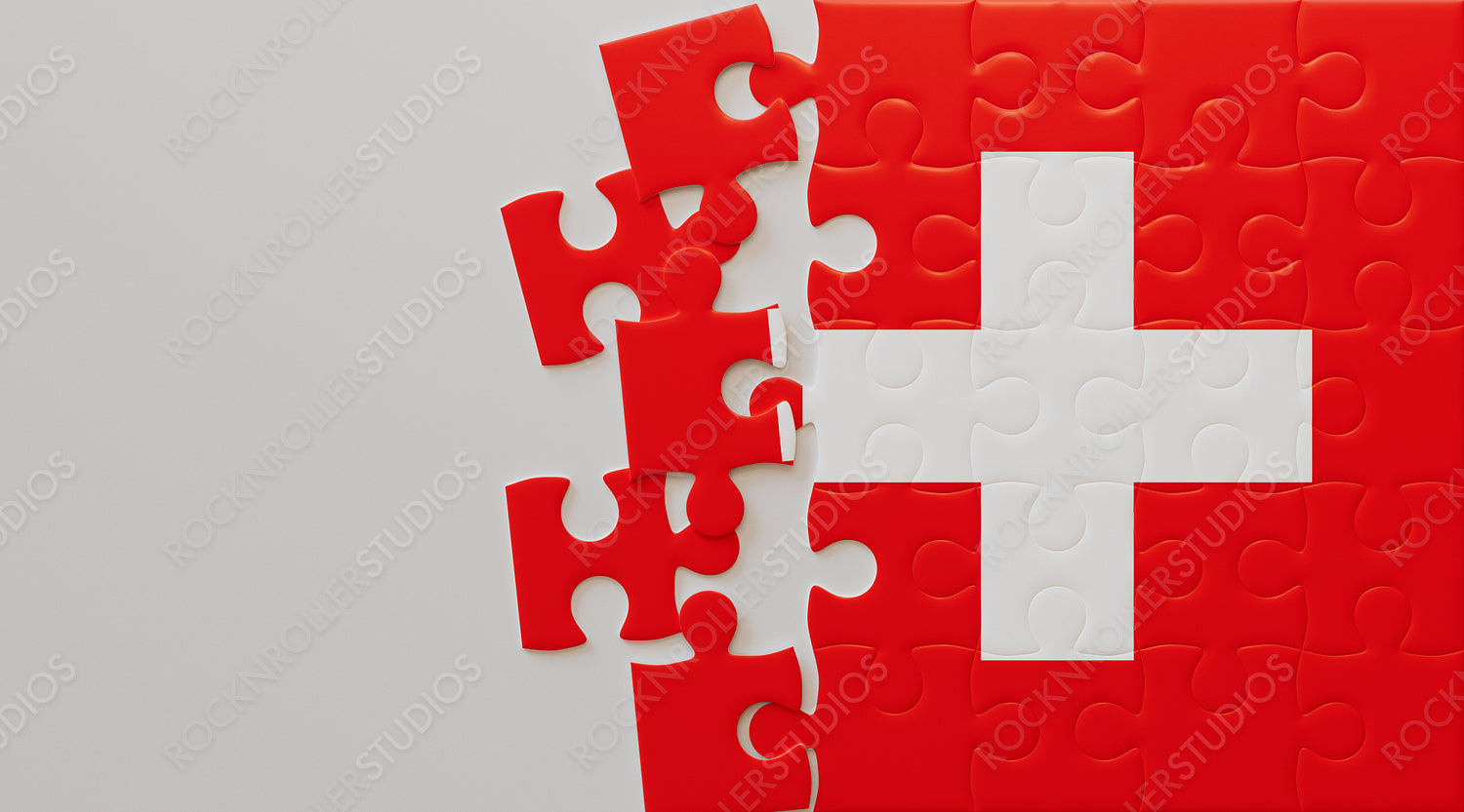Striking Swiss Flag Puzzle: White Cross & Red Contrast - Symbolic & Creative Design
