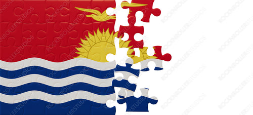 Piece Together Kiribati: Unfinished Jigsaw Puzzle of National Flag with Rising Sun and Frigatebird