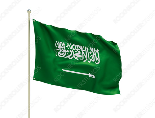 Vibrant Saudi Arabian Flag with Shahada Inscription and Sword - Symbol of Faith and Heritage. Transparent PNG