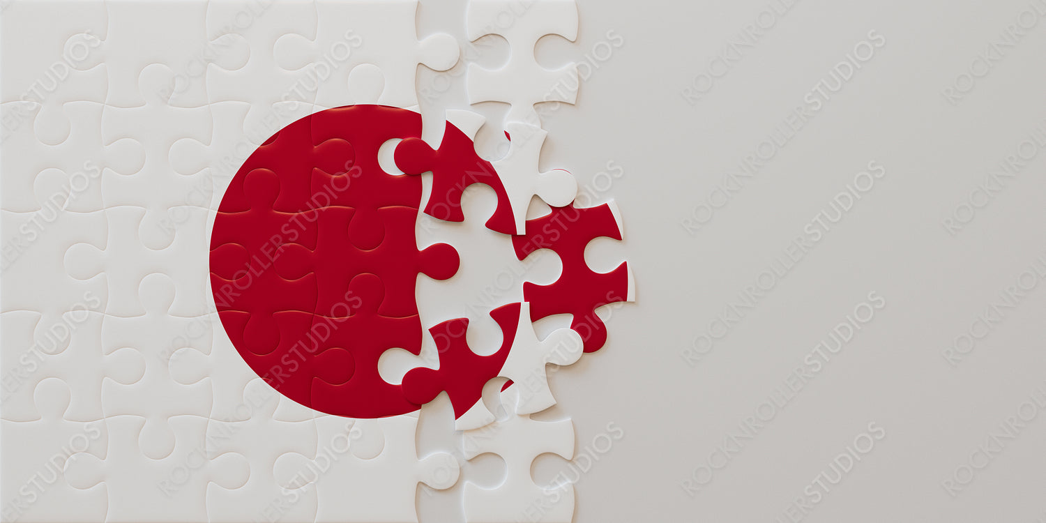 Japan Flag Puzzle Challenge: Red Circle Jigsaw in Progress