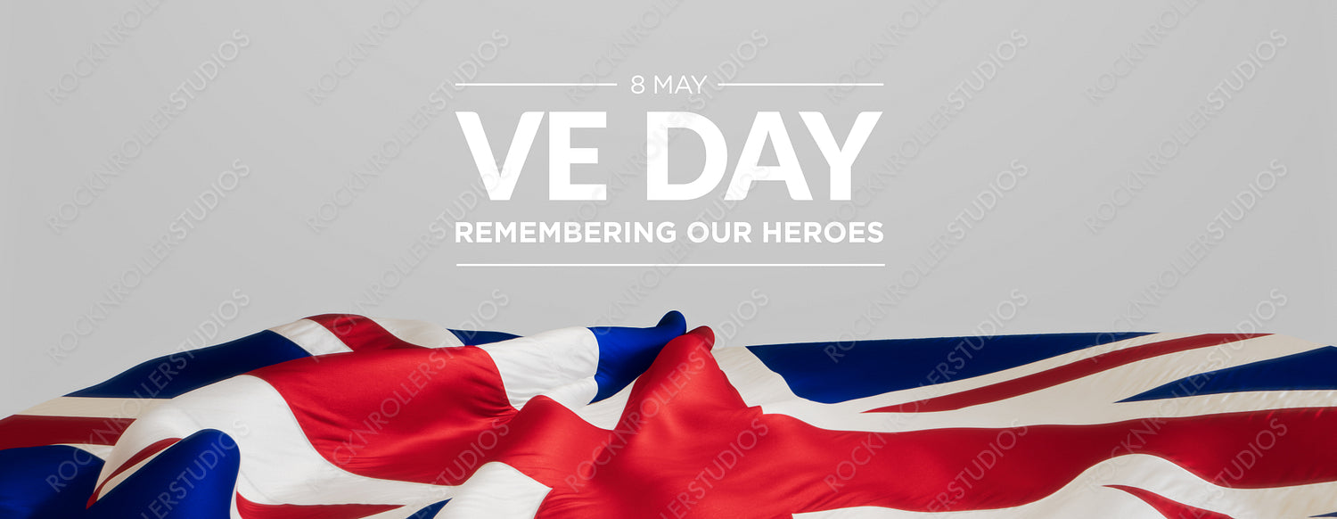 VE Day Tribute: Union Jack Flag With 'Remembering Our Heroes' Text - Commemorating WWII Victory