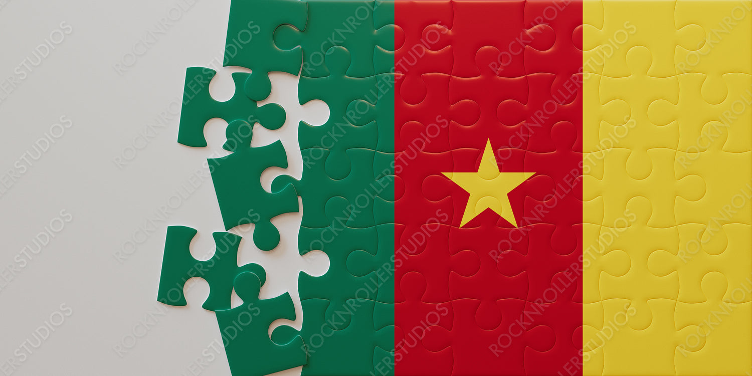 Cameroon Flag in a Jigsaw Puzzle: Symbolic Unity and Pride