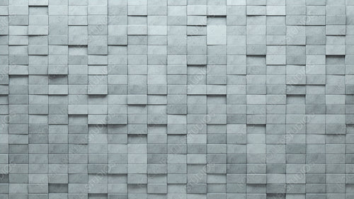 Rectangular Tiles arranged to create a Polished wall. 3D, Concrete Background formed from Futuristic blocks. 3D Render