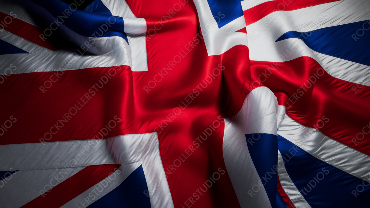 Vibrant Close-Up of Wavy Union Jack: Rich Colors & Dynamic Textures. Premium Background with copy-space