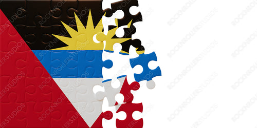 Creative Fusion: Antigua and Barbuda & Barbados Flags in a Jigsaw Puzzle of Unity