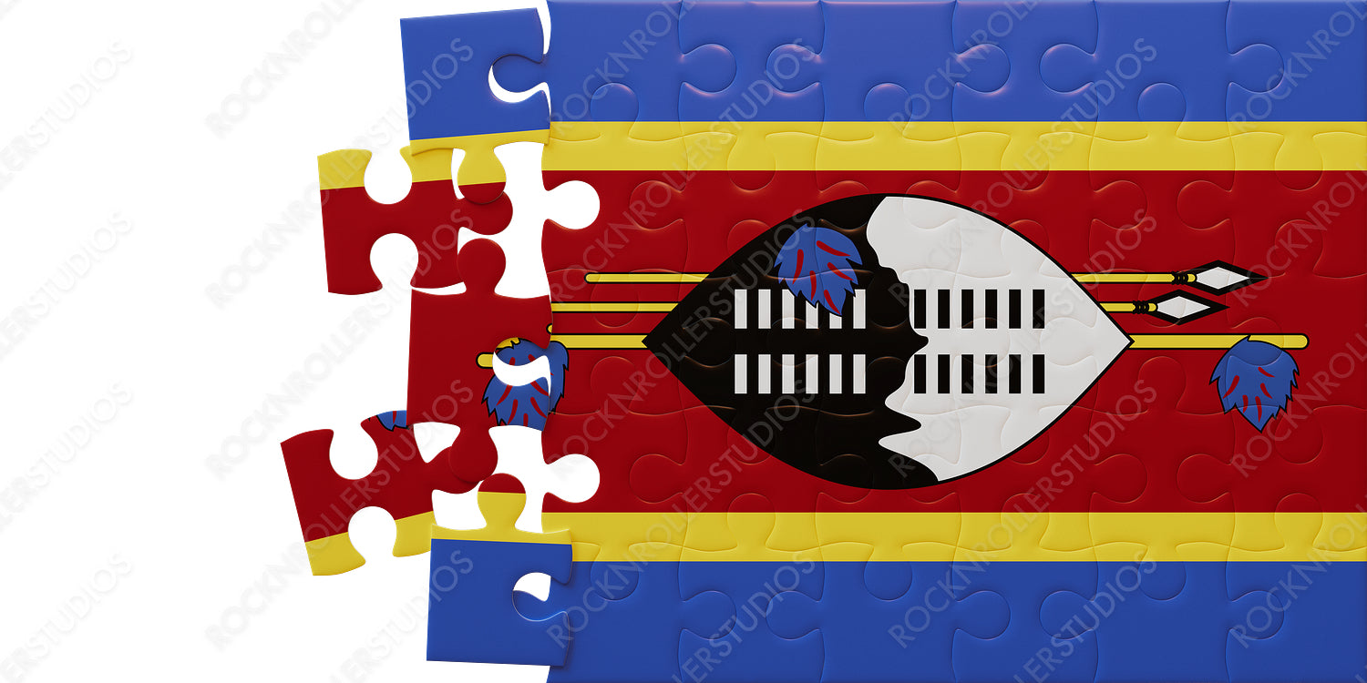 Vibrant Eswatini: Swaziland Flag Jigsaw Puzzle in Progress