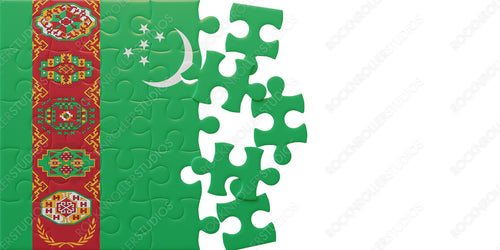 Turkmenistan Flag as a Jigsaw Puzzle: Islamic Symbols and Central Asian Artistry