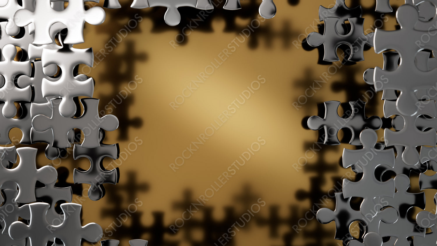Golden Opportunity: Metallic Puzzle Pieces Frame an Abstract Challenge