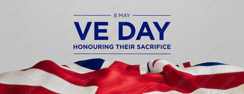 Vibrant VE Day Tribute with Union Jack - Honoring Sacrifice and Victory