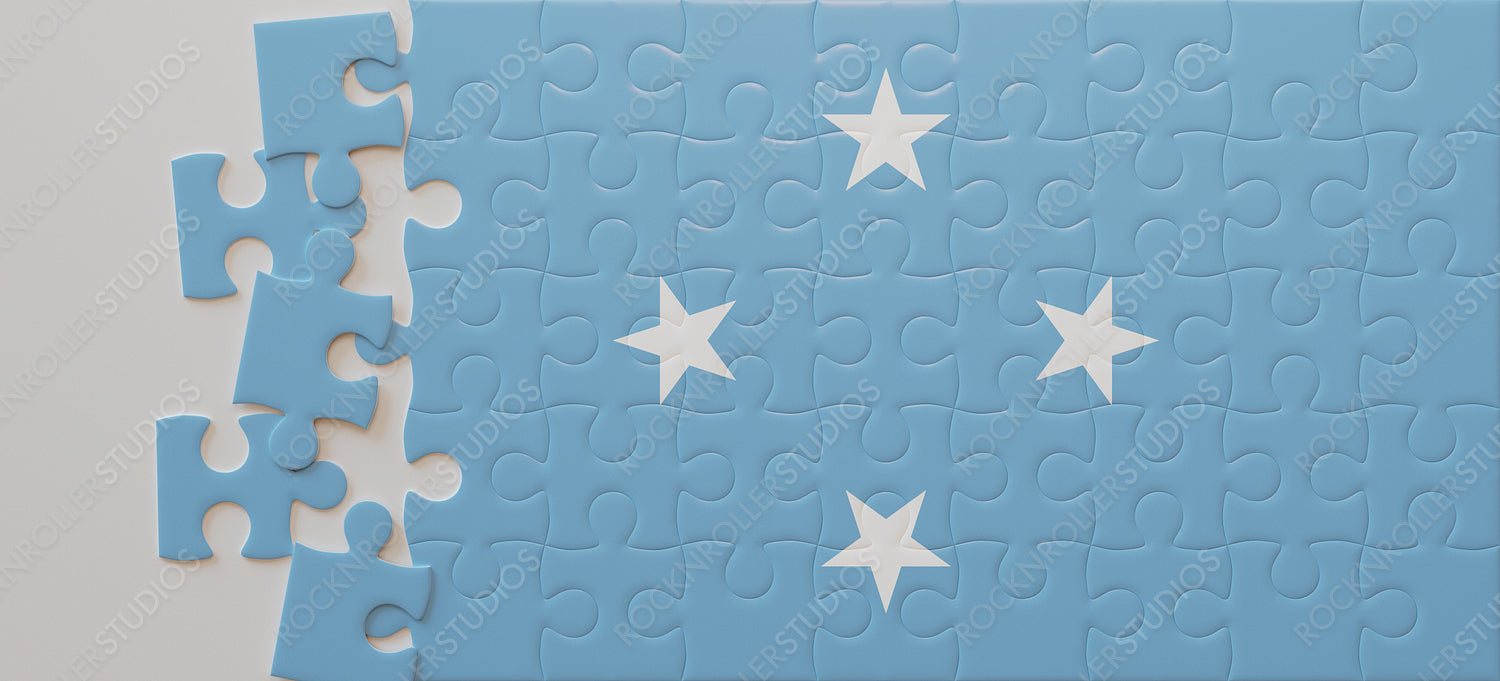 Creative Micronesia Flag Puzzle with Strategic Gaps and Decorative White Stars
