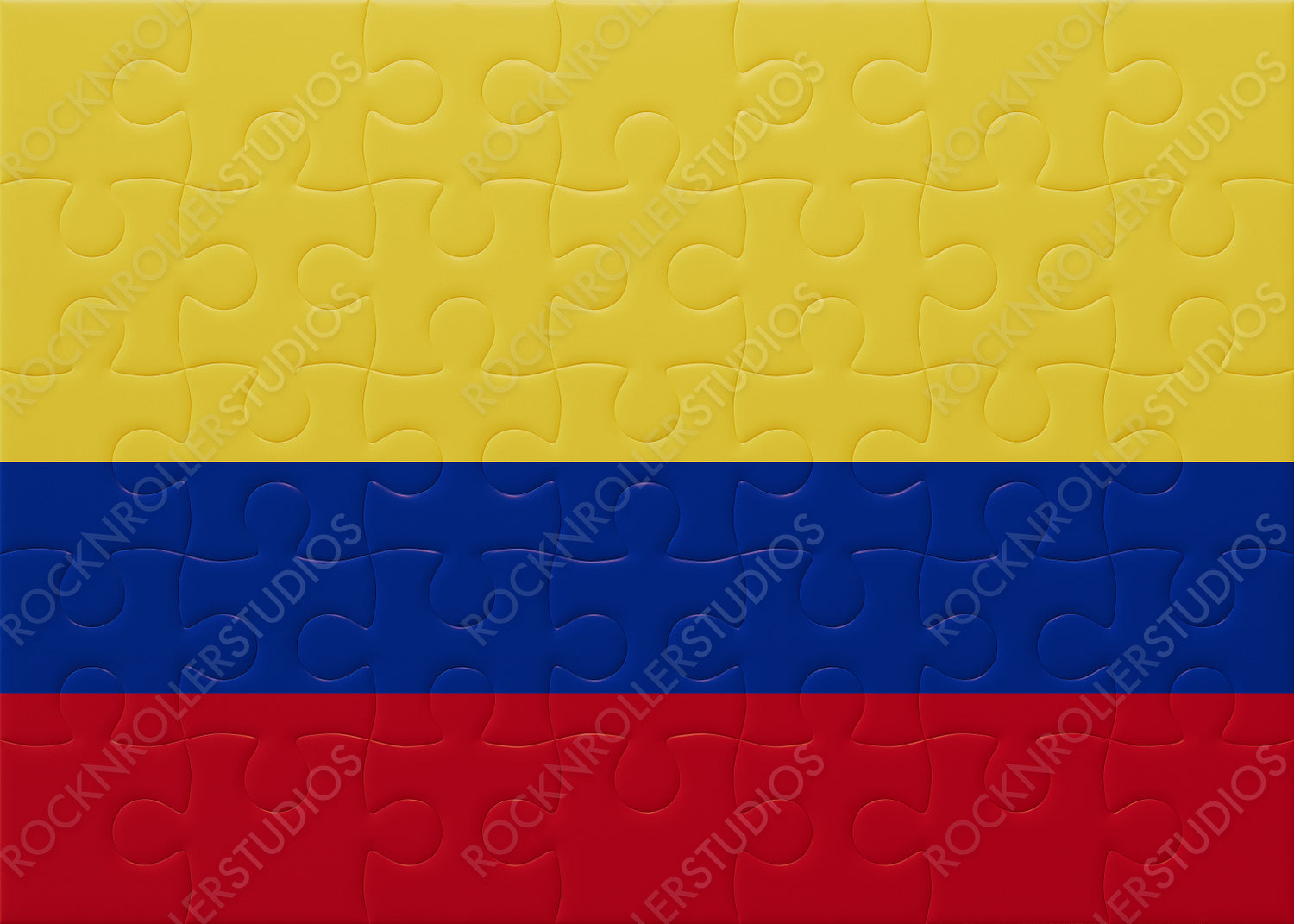 Colombian Flag Puzzle: Unity and Connection Concept with Colorful Interlocking Pieces