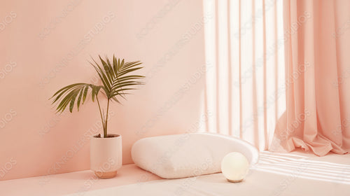 Serene Relaxation Corner with Indoor Plant and Cushions