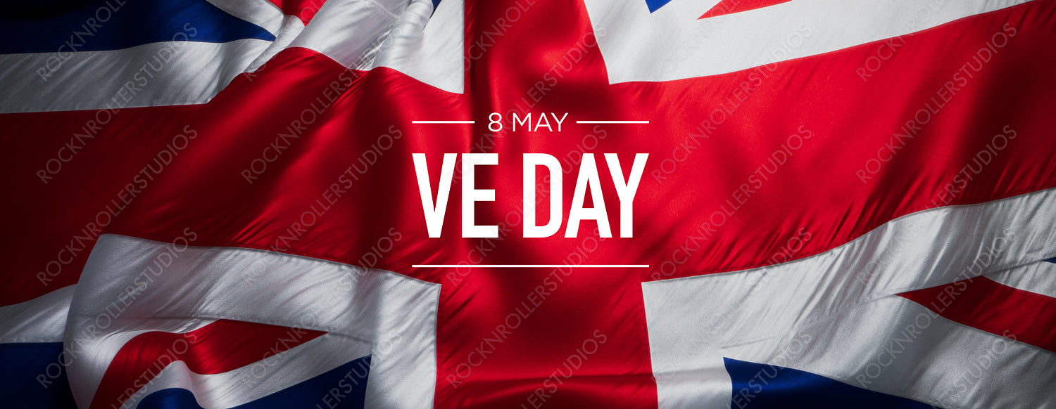 Textured Union Jack Flag with VE Day Tribute - A Symbol of British History and Pride