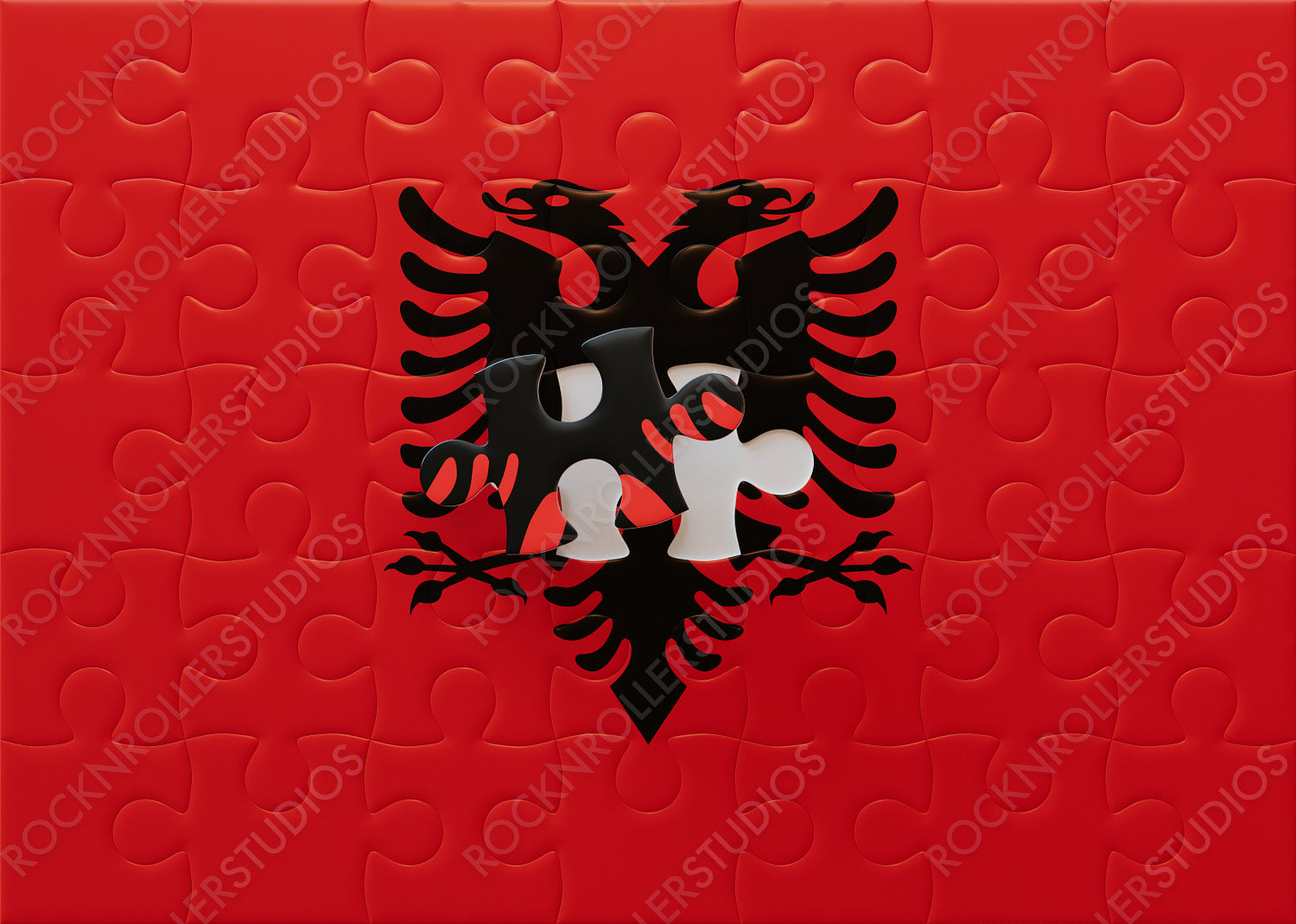 Completing Unity: Albania's Flag as a Jigsaw Puzzle with the Final Piece