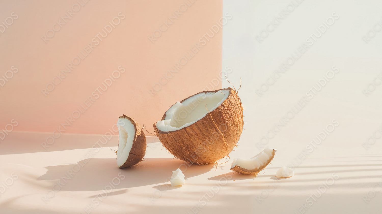 Freshly Cracked Coconut in Soft Sunlight