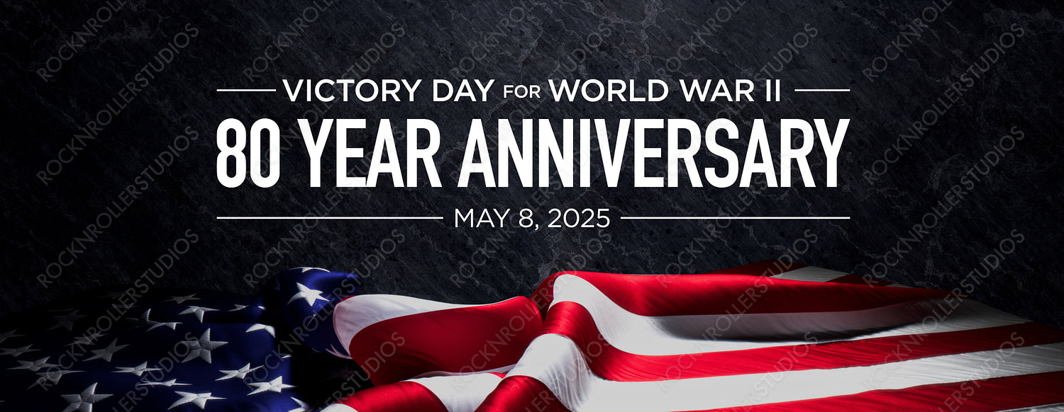 80th Anniversary of WWII Victory Day: Patriotic American Flag Design for May 8, 2025