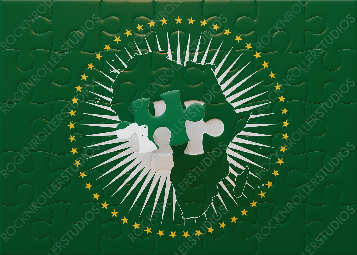 Completing the Puzzle: African Union Flag Jigsaw with Final Piece
