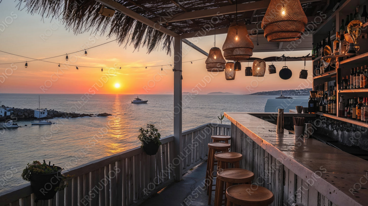 Sunset Bar with Ocean View and Cozy Ambiance