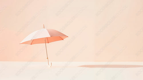 Minimalist Pink Umbrella on Soft Pink Background