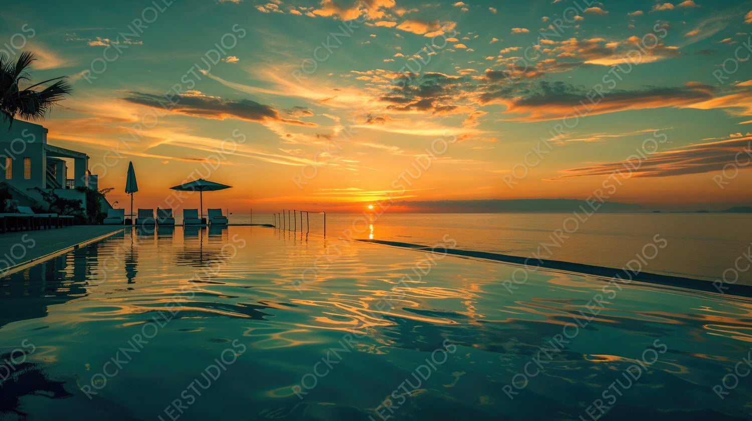 Stunning Sunset by Infinity Pool, Relaxing Tropical Resort with Ocean View