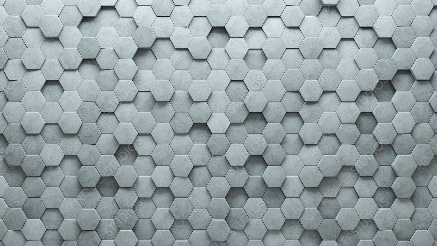 Concrete, Futuristic Wall background with tiles. Polished, tile Wallpaper with Hexagonal, 3D blocks. 3D Render