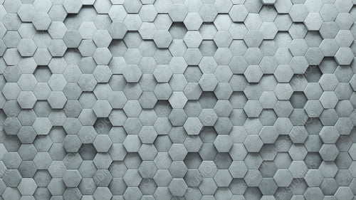 Concrete, Futuristic Wall background with tiles. Polished, tile Wallpaper with Hexagonal, 3D blocks. 3D Render