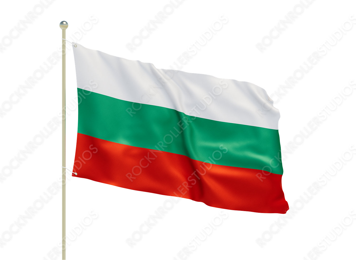 Bulgaria's Pride: Vibrant Tricolor Flag Waving in the Breeze. Transparent PNG