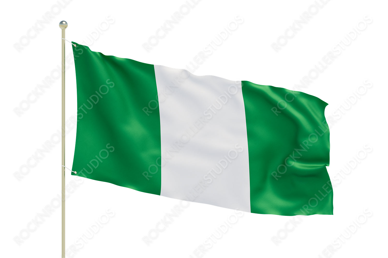 Waving Nigerian Flag on a Flagpole: Symbol of Pride and Patriotism. Transparent PNG