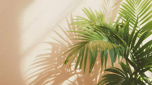 Tropical Palm Leaves with Shadows on Wall