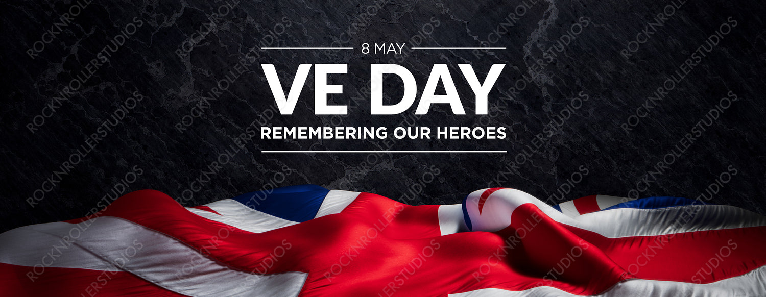 VE Day Tribute: UK Flag & Solemn Text Commemorating WWII Heroes