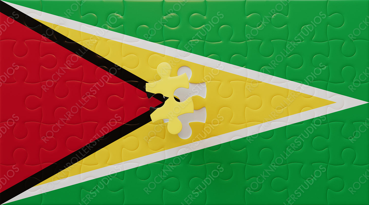 Completing Guyana: Colorful Flag as a Jigsaw Puzzle