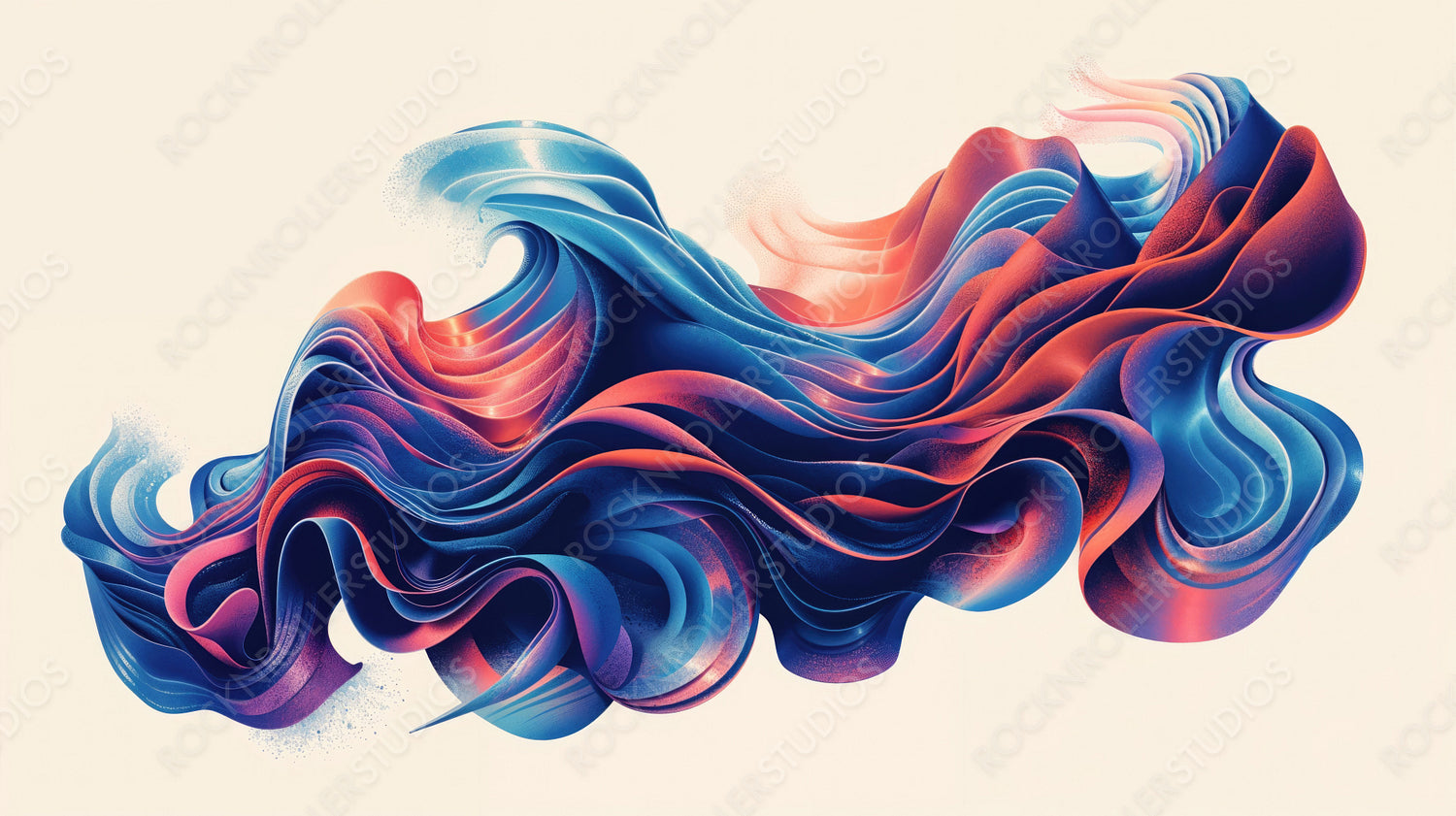 Colorful Abstract Waves of Flowing 3D Ribbons