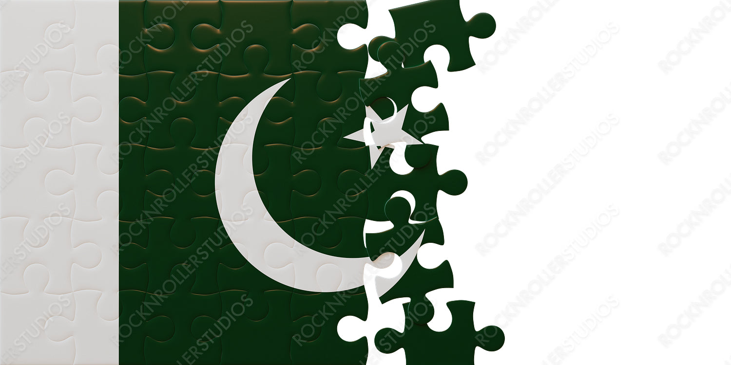 Vibrant 3D Puzzle of Pakistan Flag with Interlocking Crescent & Star
