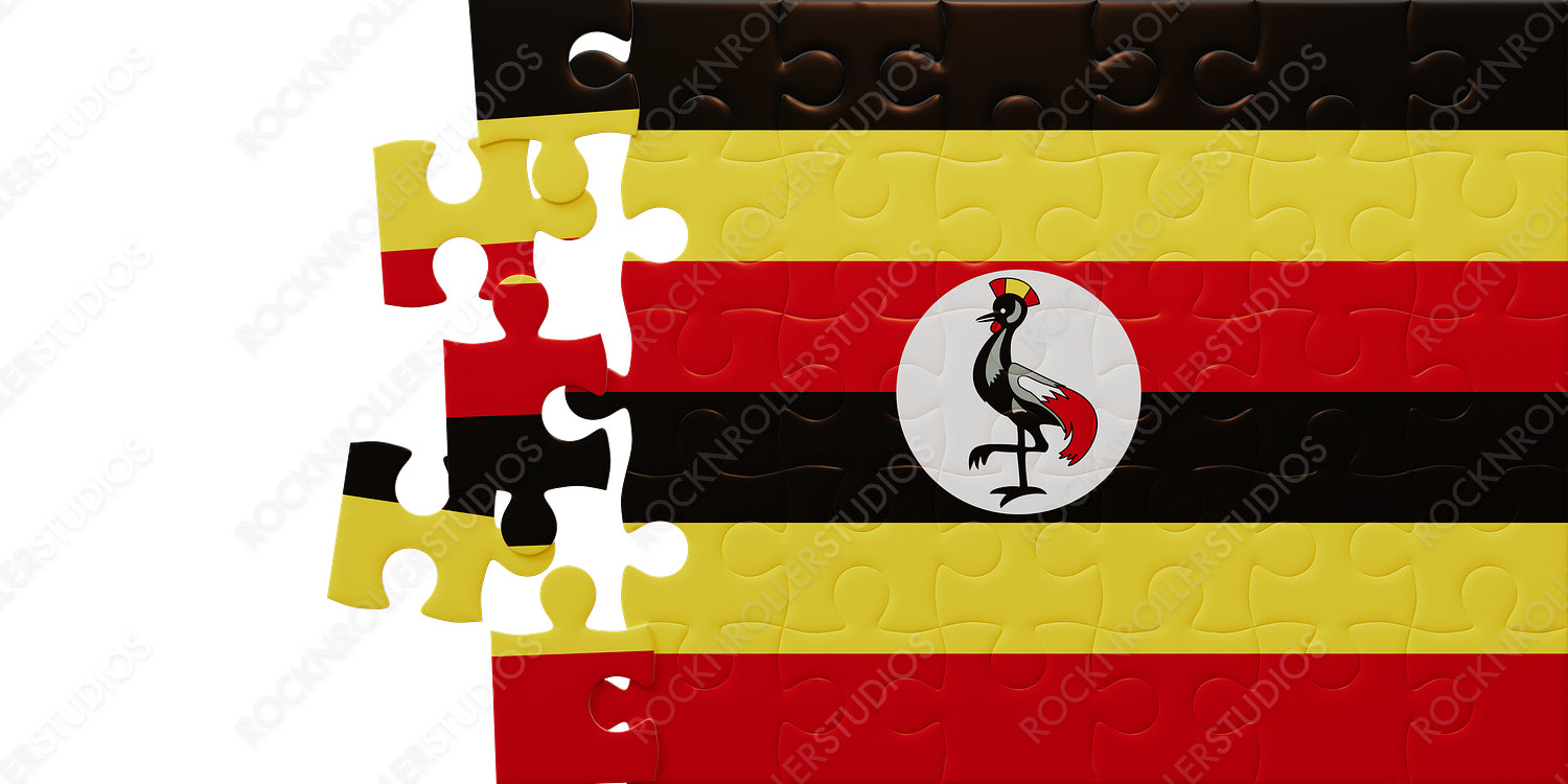 Piece Together Uganda: Incomplete Jigsaw Puzzle of the Flag with Grey Crowned Crane