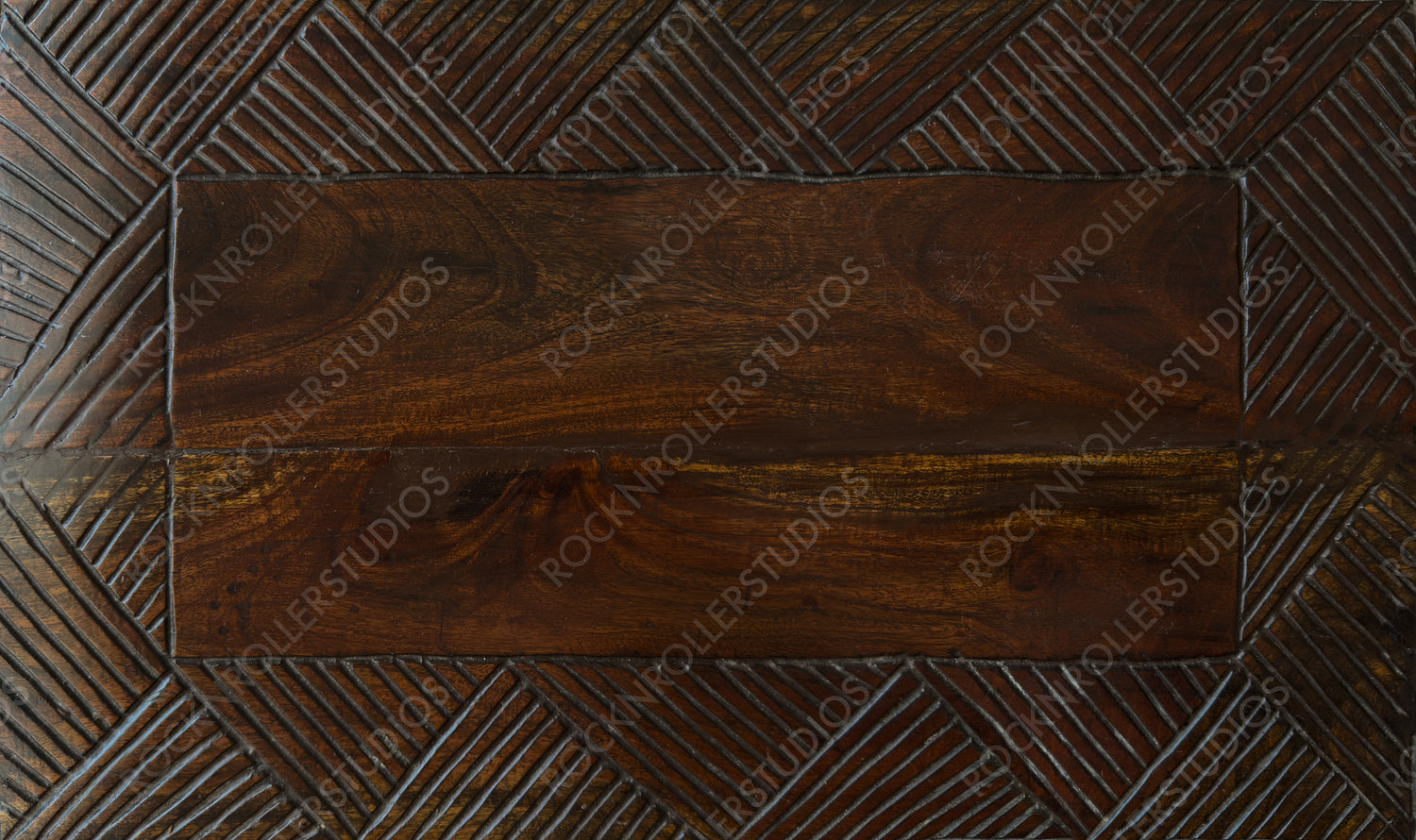 Striking Contrast: Glossy Rich Wood. Rustic Herringbone Background with copy-space.