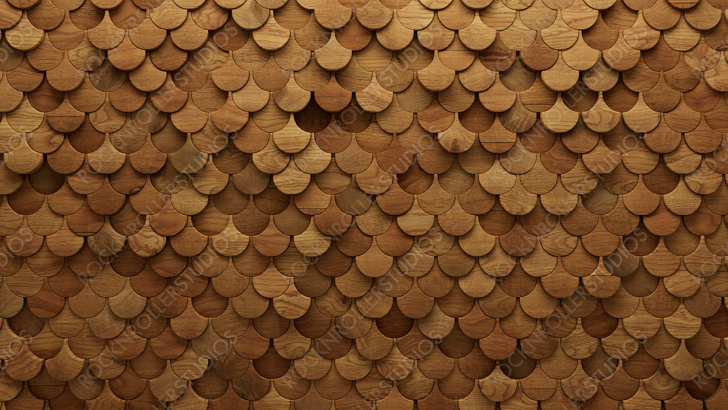 Fish Scale, 3D Wall background with tiles. Wood, tile Wallpaper with Soft sheen, Timber blocks. 3D Render