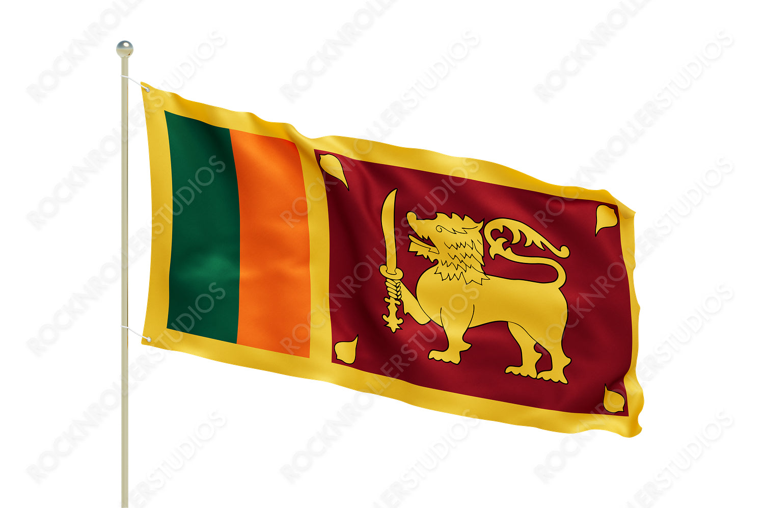 Vibrant Sri Lankan Flag: Symbolic Lion, Sword & Unity - Maroon, Gold, Green, and Orange. Transparent PNG