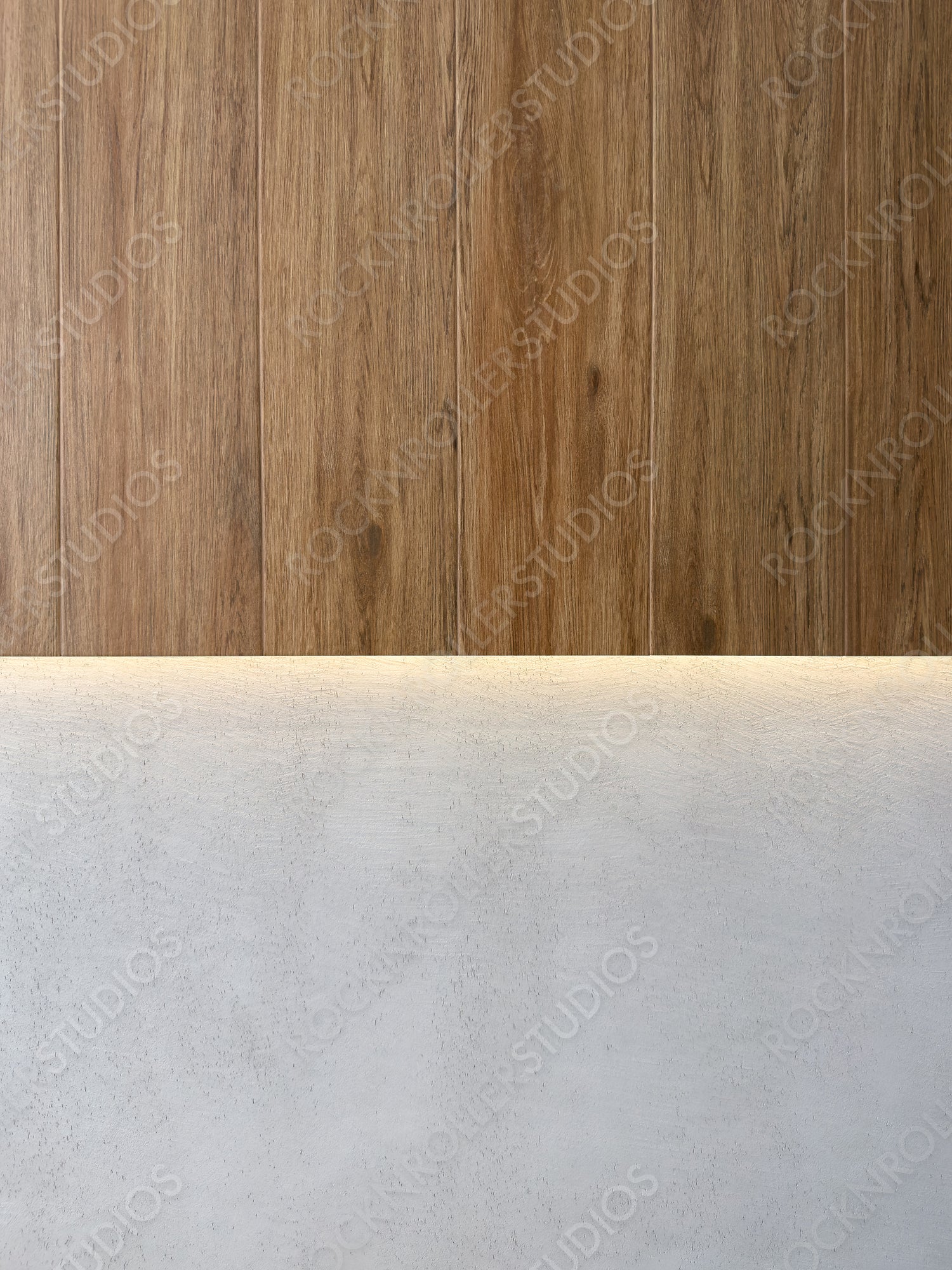 Contemporary Wooden Wall with Leaf and Soft Lighting