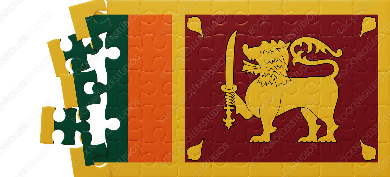Vibrant Sri Lanka Flag Jigsaw Puzzle: Heraldic Lion and Colorful Pieces