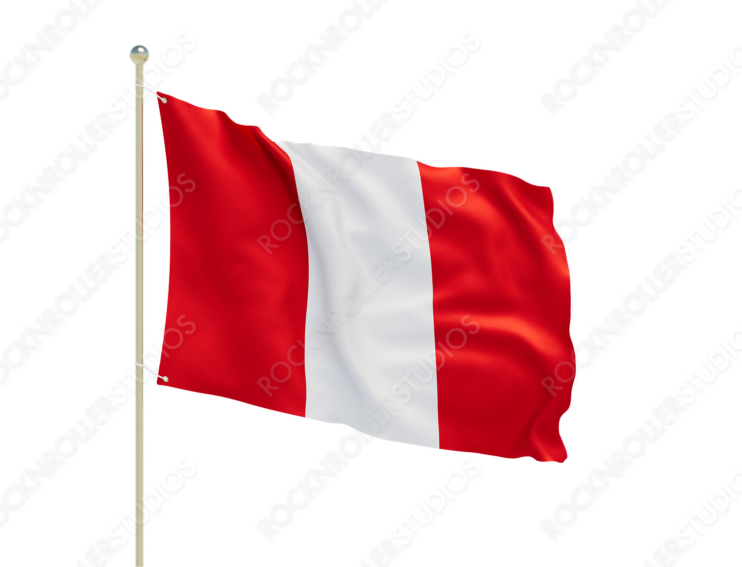 Majestic Peruvian Flag Fluttering in the Breeze - Vibrant Red and White Stripes on Satin. Transparent PNG