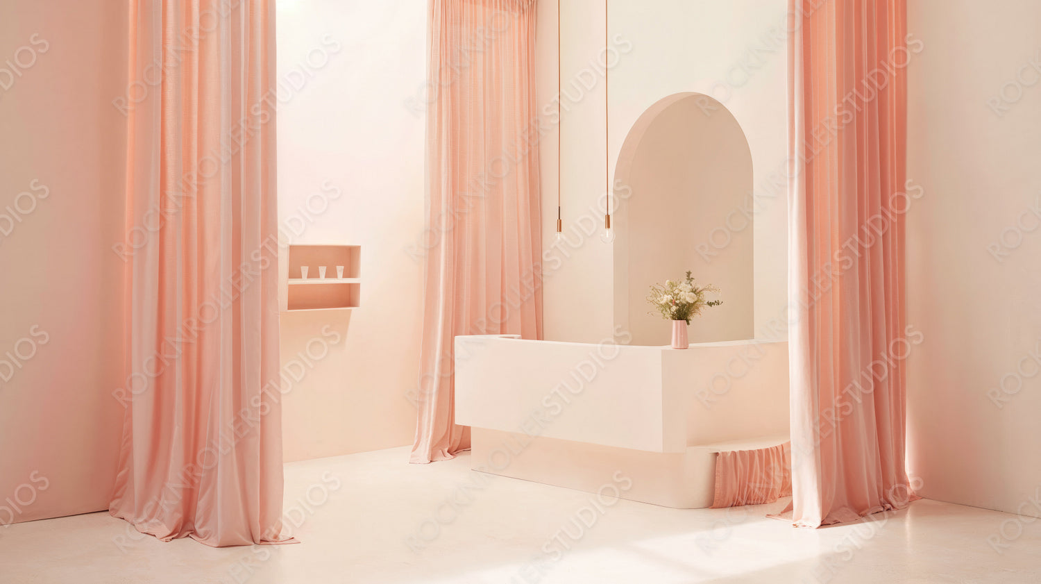 Glamorous Interior Design with Pink Curtains and Elegant Decor