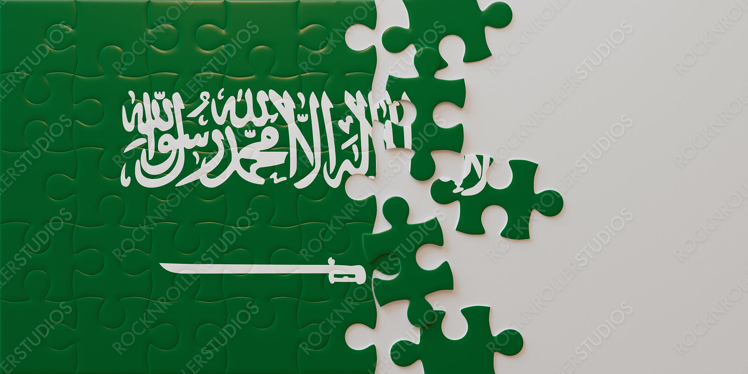Nearly Complete: Saudi Arabia Flag as a Jigsaw Puzzle with Missing Pieces