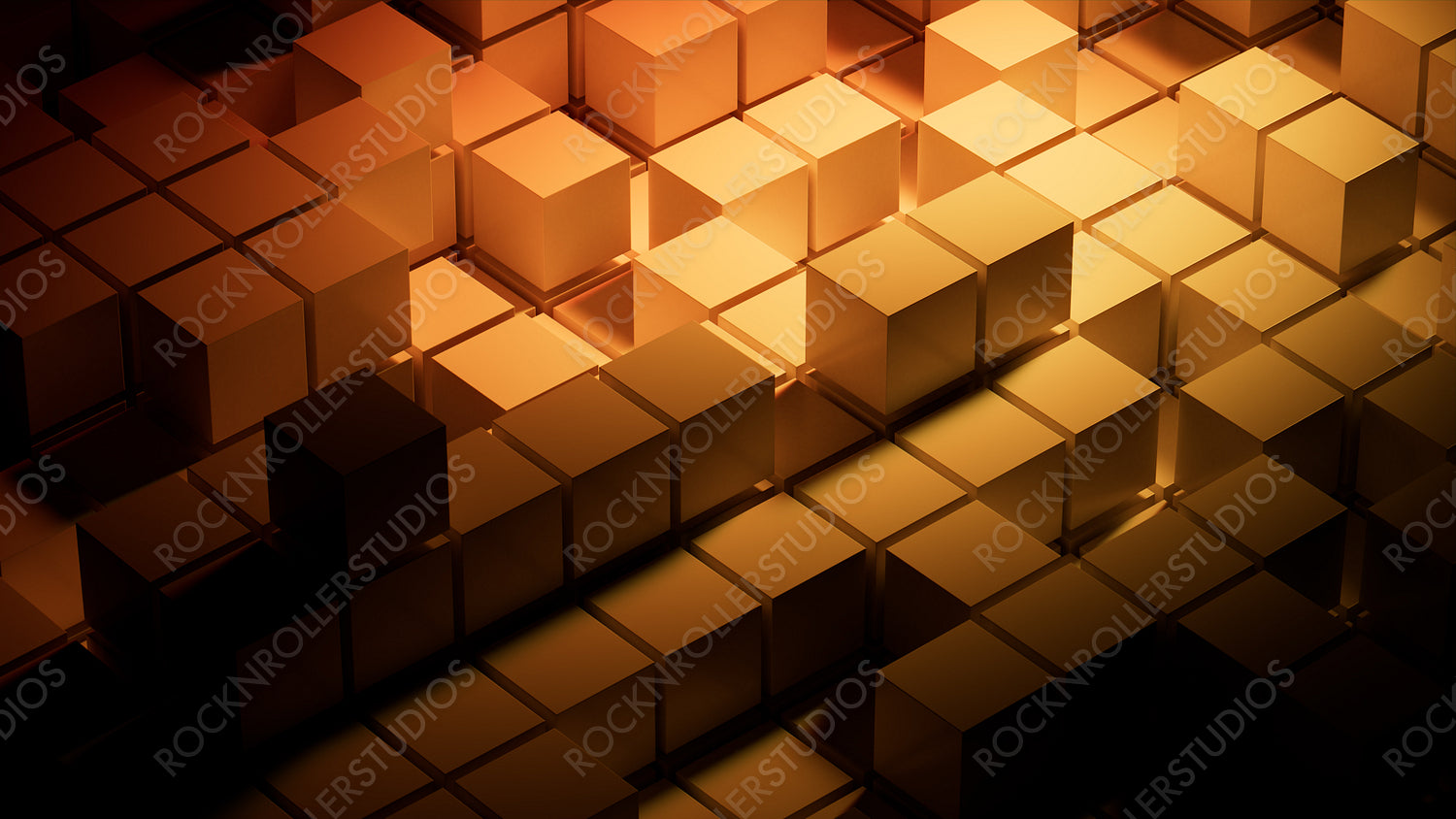 Orange and Black, Glossy Blocks Perfectly Arranged to create a Innovative Tech Wallpaper. 3D Render.