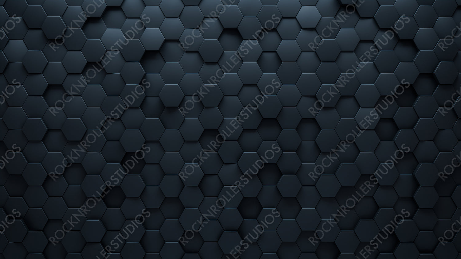 Black Tiles arranged to create a 3D wall. Hexagonal, Futuristic Background formed from Polished blocks. 3D Render