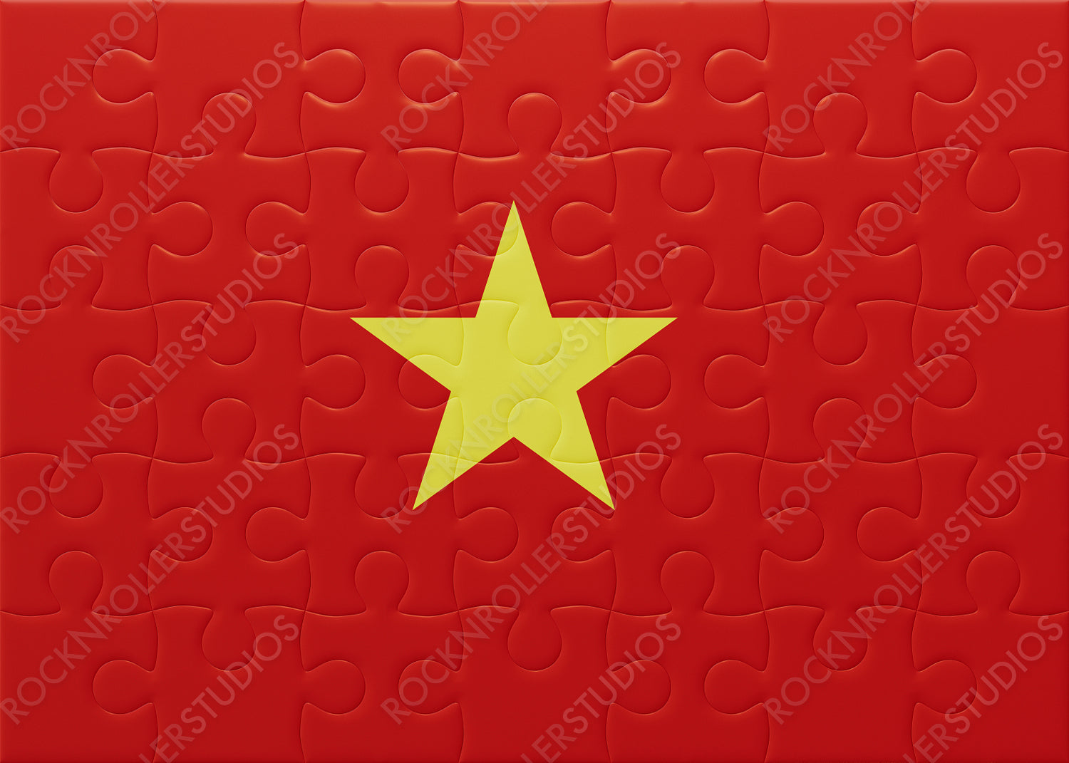 Striking 3D Puzzle Art of Vietnam Flag: Unity and Creativity Symbolized