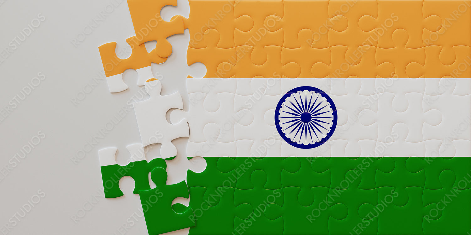 Unity in Progress: India's Flag as an Incomplete Jigsaw Puzzle