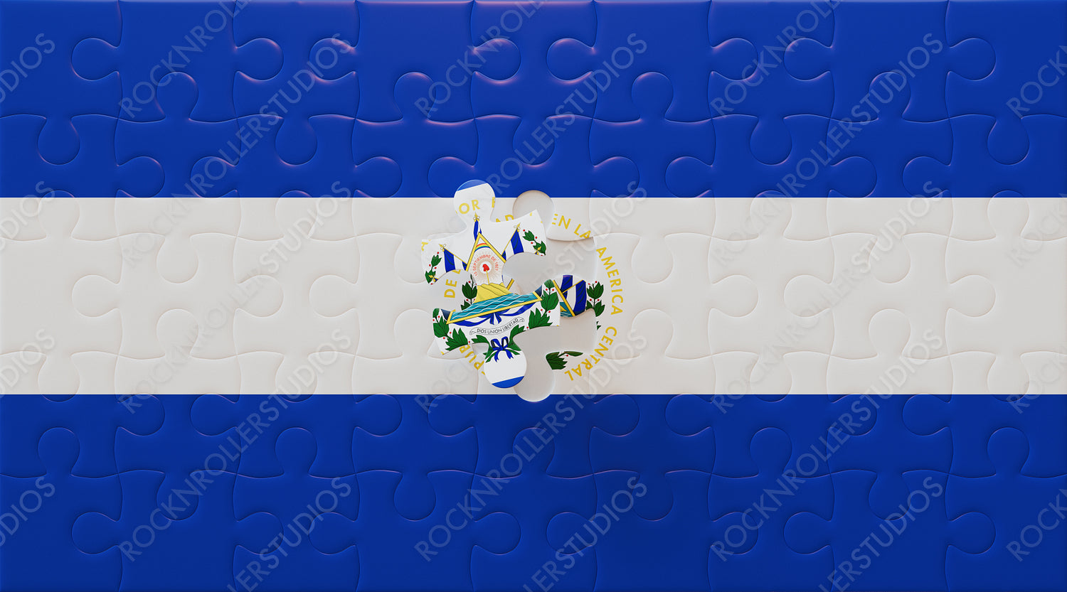 Completing Unity: El Salvador Flag as a Jigsaw Puzzle with Final Piece in Place