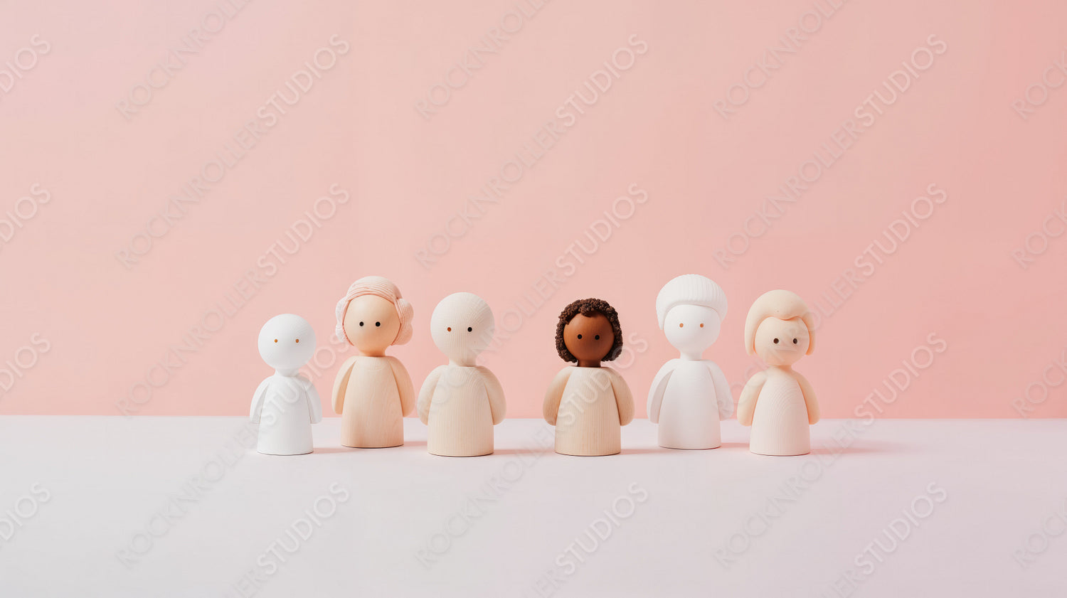 Diverse Wooden Figures Representing Different Ethnicities