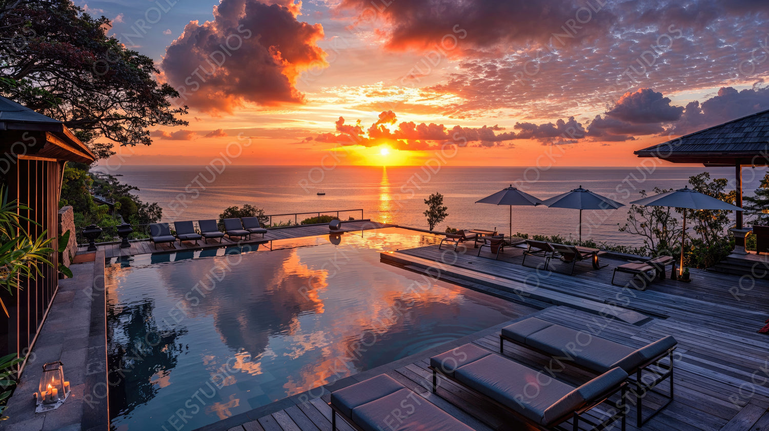 Luxurious Sunset Pool Deck - Ocean View, Relaxing Retreat, Scenic Beauty
